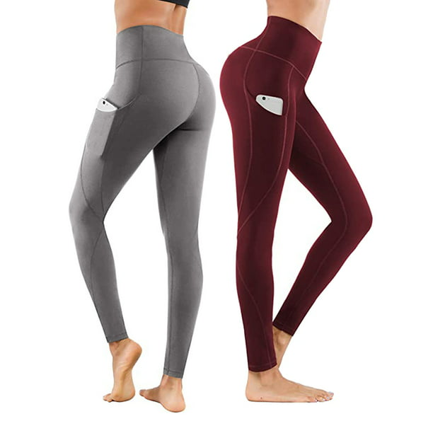 Pack Leggings Tummy Control Softy Stretch Butt Lift Pants for Women Yoga Workout High Waist Yoga Pants Pockets 
